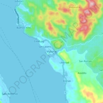 Victoria topographic map, elevation, terrain
