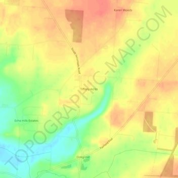 Tiffany Acres topographic map, elevation, terrain