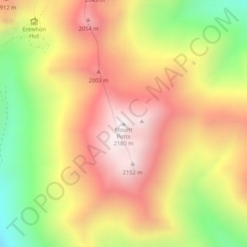 Mount Potts topographic map, elevation, terrain
