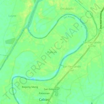 Buliran topographic map, elevation, terrain