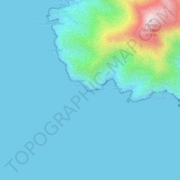 Punta delle Grotte topographic map, elevation, terrain