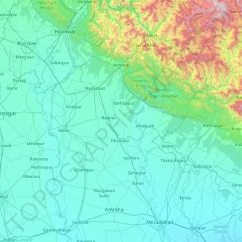 Bijnor topographic map, elevation, terrain