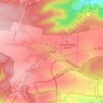 Lossa topographic map, elevation, terrain
