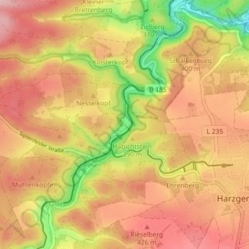 Alexisbad topographic map, elevation, terrain