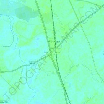 Mohanlalganj topographic map, elevation, terrain