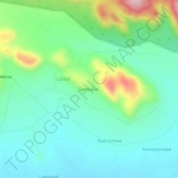 Semukoi topographic map, elevation, terrain