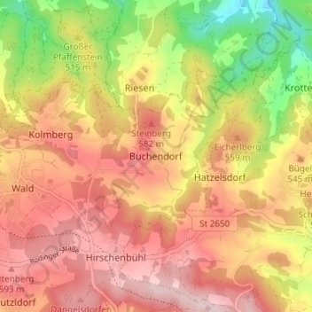 Buchendorf topographic map, elevation, terrain