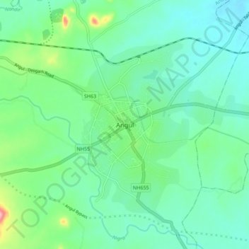 Angul topographic map, elevation, terrain