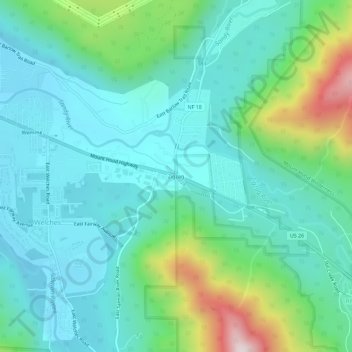 Zigzag topographic map, elevation, terrain