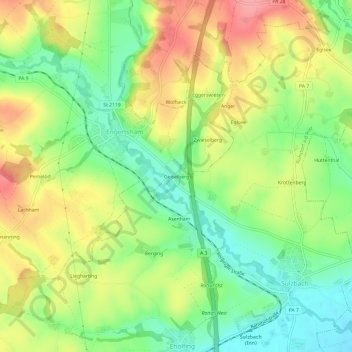 Geiselberg topographic map, elevation, terrain
