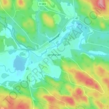 Järnforsen topographic map, elevation, terrain