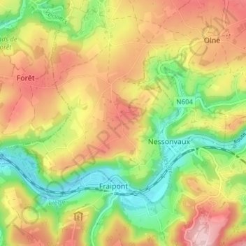 Hansez topographic map, elevation, terrain