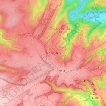 Morsbach topographic map, elevation, terrain