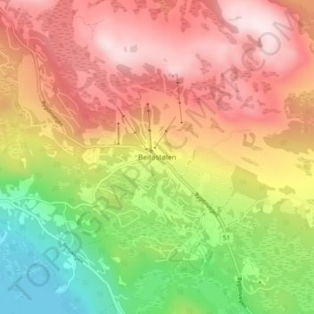 Beitostølen topographic map, elevation, terrain