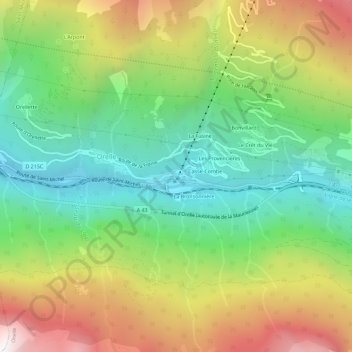 Francoz topographic map, elevation, terrain