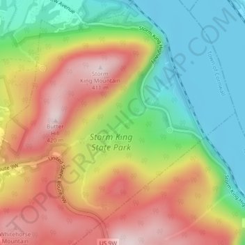 The Clove topographic map, elevation, terrain