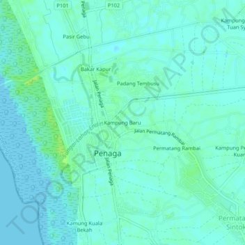 Kampung Baru topographic map, elevation, terrain