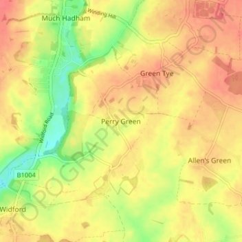 Perry Green topographic map, elevation, terrain