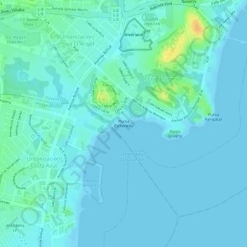 Punta Esmeralda topographic map, elevation, terrain
