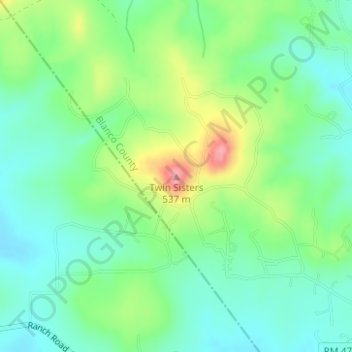 Twin Sisters topographic map, elevation, terrain