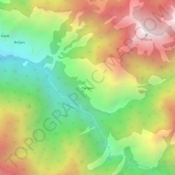 Parigau topographic map, elevation, terrain