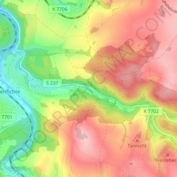 Lößnitztal topographic map, elevation, terrain