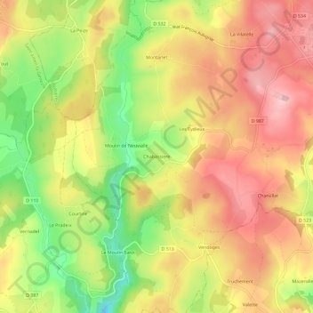 Chabassiere topographic map, elevation, terrain