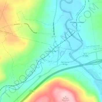 Central Bridge topographic map, elevation, terrain