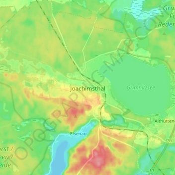 Joachimsthal topographic map, elevation, terrain