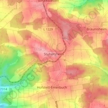 Stubersheim topographic map, elevation, terrain