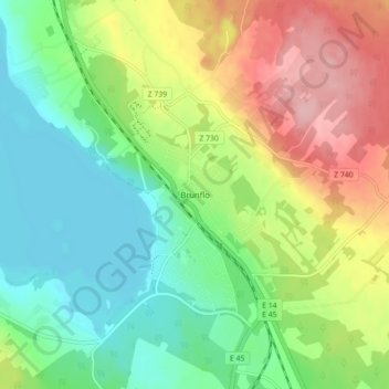 Brunflo topographic map, elevation, terrain
