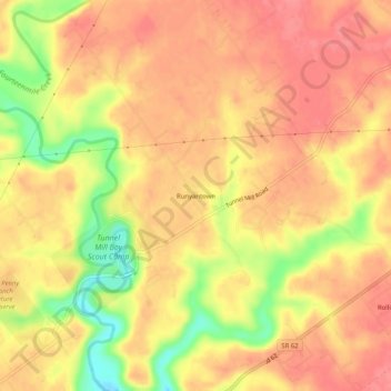 Runyantown topographic map, elevation, terrain