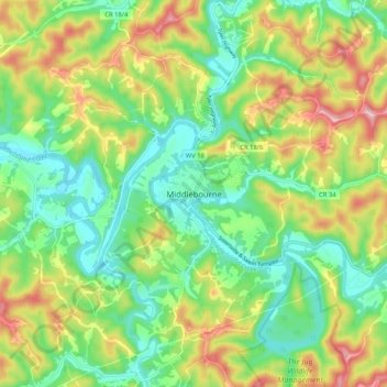 Middlebourne topographic map, elevation, terrain