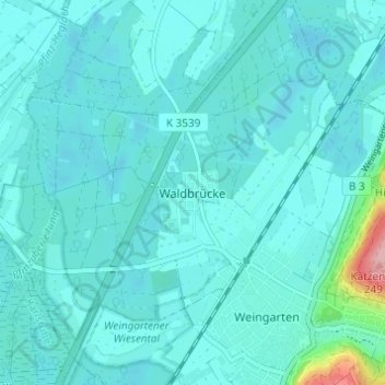 Waldbrücke topographic map, elevation, terrain