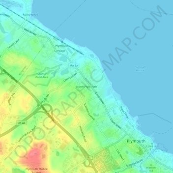 North Plymouth topographic map, elevation, terrain