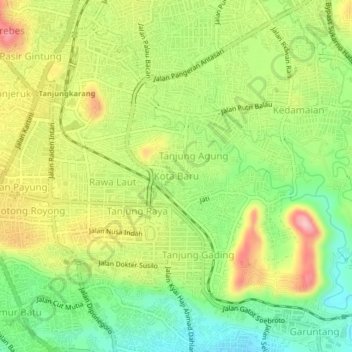 Kota Baru topographic map, elevation, terrain