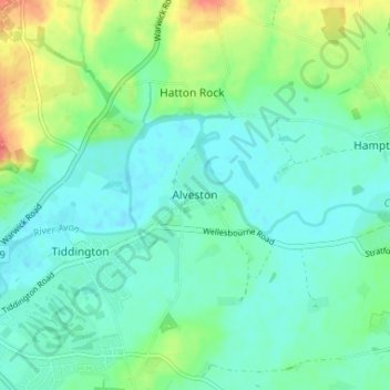 Alveston topographic map, elevation, terrain