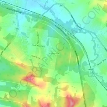 Dillans Scrub topographic map, elevation, terrain