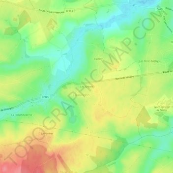 Les Grèves topographic map, elevation, terrain