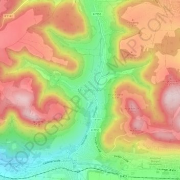 Margrethausen topographic map, elevation, terrain