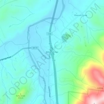 Wilton Springs topographic map, elevation, terrain