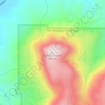 Fort Mountain topographic map, elevation, terrain