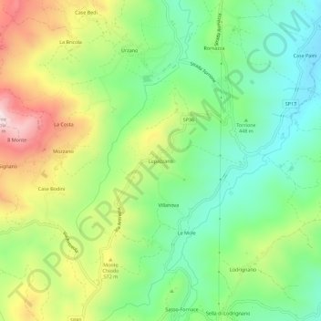 Lupazzano topographic map, elevation, terrain