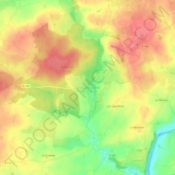 Fontaine-Daniel topographic map, elevation, terrain