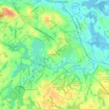 Reeds Corner topographic map, elevation, terrain