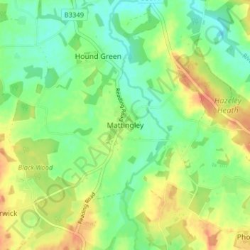 Mattingley topographic map, elevation, terrain
