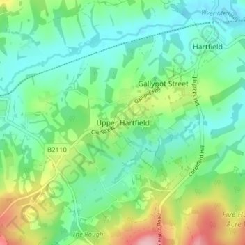 Upper Hartfield topographic map, elevation, terrain