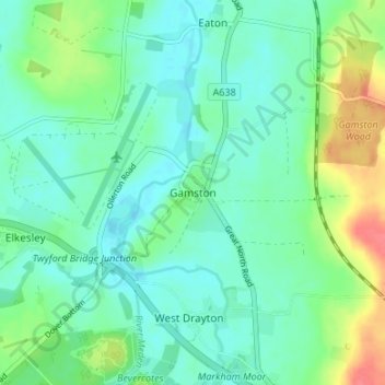 Gamston topographic map, elevation, terrain
