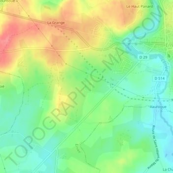 Les Bas Villiers topographic map, elevation, terrain