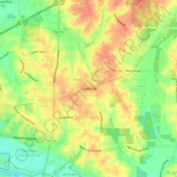 Cordova topographic map, elevation, terrain